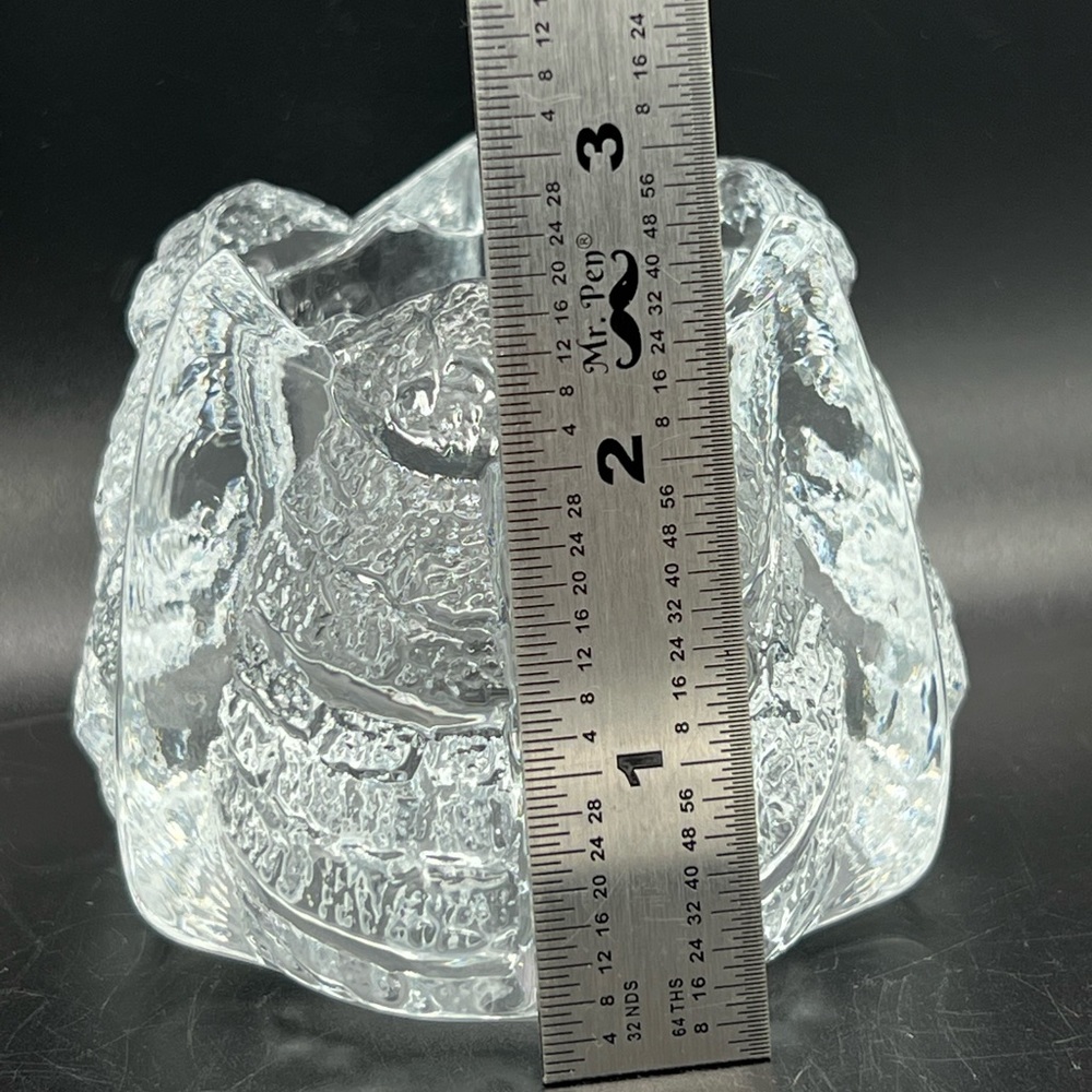 Orrefors Sweden Clear Glass Eden Leaf Votive Candle Holder Lars Hellsten ~Signed - Picture 5 of 8